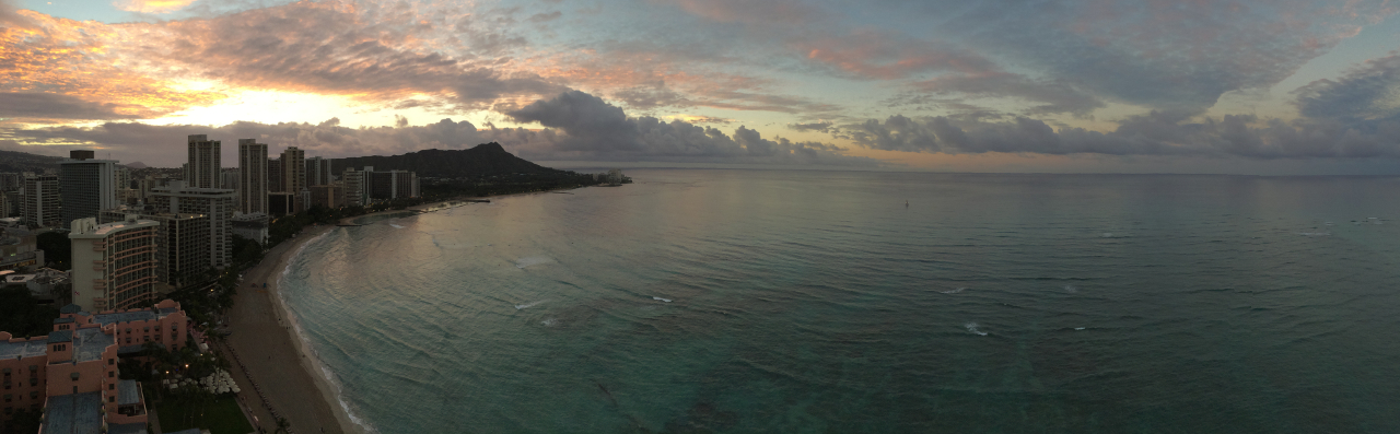 The view, overlooking Oahu's Waikiki Beach and Diamond Head, from my family’s room at the Sheraton Waikiki Hotel