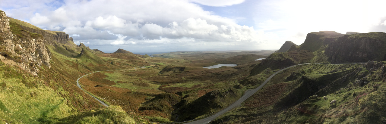 The view from my family's picnic spot, overlooking the Quiraing in the Scottish Highlands, on our trip there