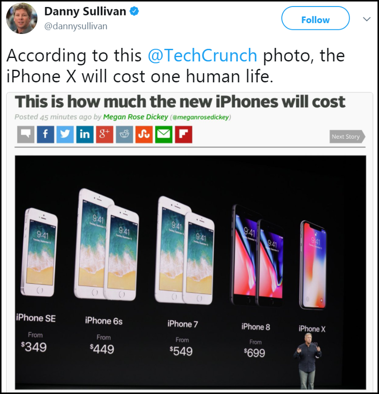 Funny picture suggests the iPhone X will cost one human life