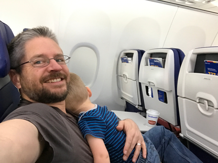 I'm holding my son Michael on a Southwest flight
